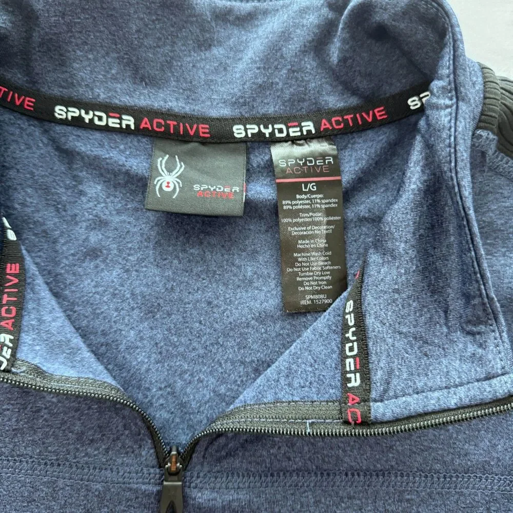 Spyder 1/4 Zip Shirt Mens Large Blue Long Sleeve Active Pullover Lightweight